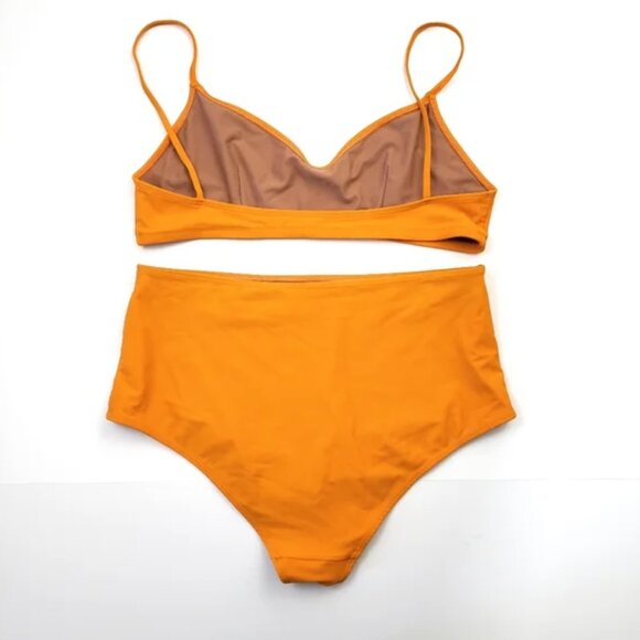 Nu Swim Orange Bikini Set High Waisted XXL Plus Size Simple Modern Solid - Picture 2 of 7